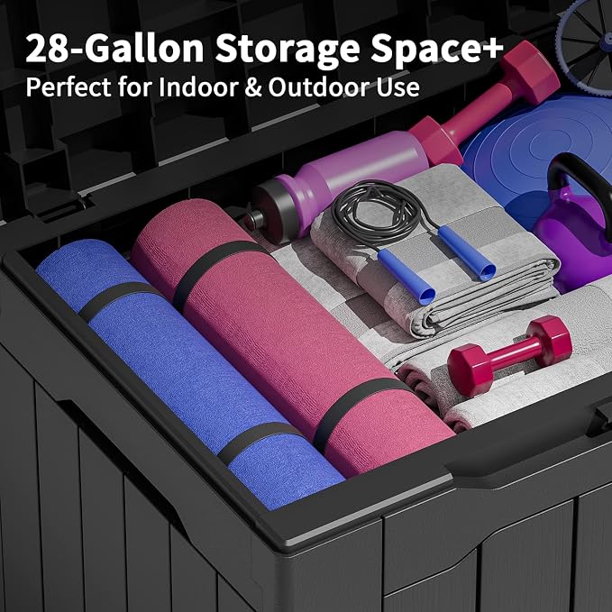 Greesum 31 Gal Resin Deck Box, Outdoor Storage - Image 3