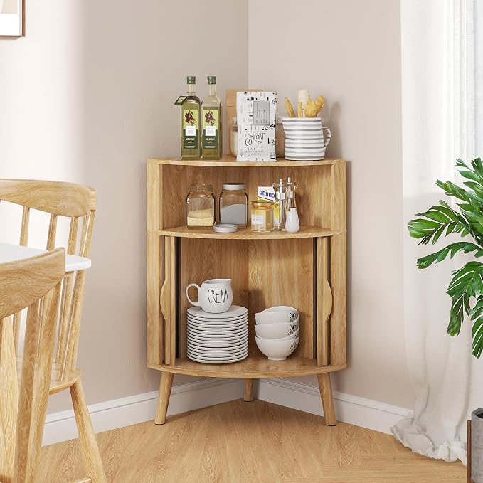 Bathroom Corner Storage Cabinet, 31.5''H Small Floor Corner Cabinet - Image 3