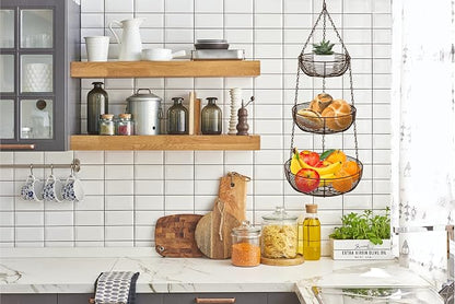 3-Tier Hanging Basket Fruit Organizer Kitchen Heavy Duty Wire Organizer - Image 7
