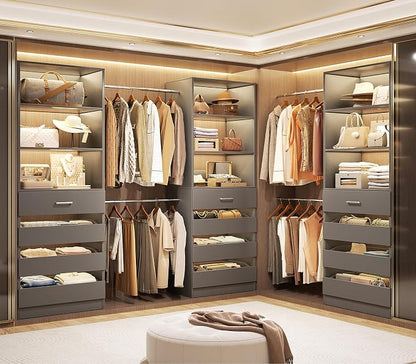 Aheaplus Closet System with 12 Drawers, 8.5-11.5Ft Wood Closet Organizer System - Image 3