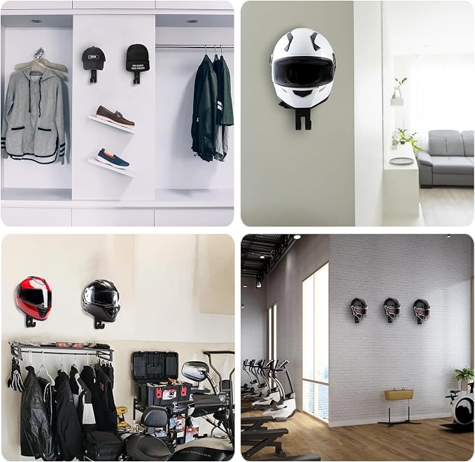 2-Pack Helmet Holder Wall Mount, Helmet Hanger, Motorcycle Gear Rack - Image 6