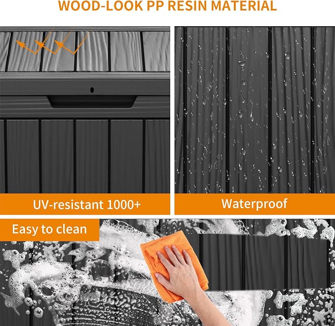 45 Gallon Resin Deck Box, Lockable Patio Outdoor Storage Box - Image 3