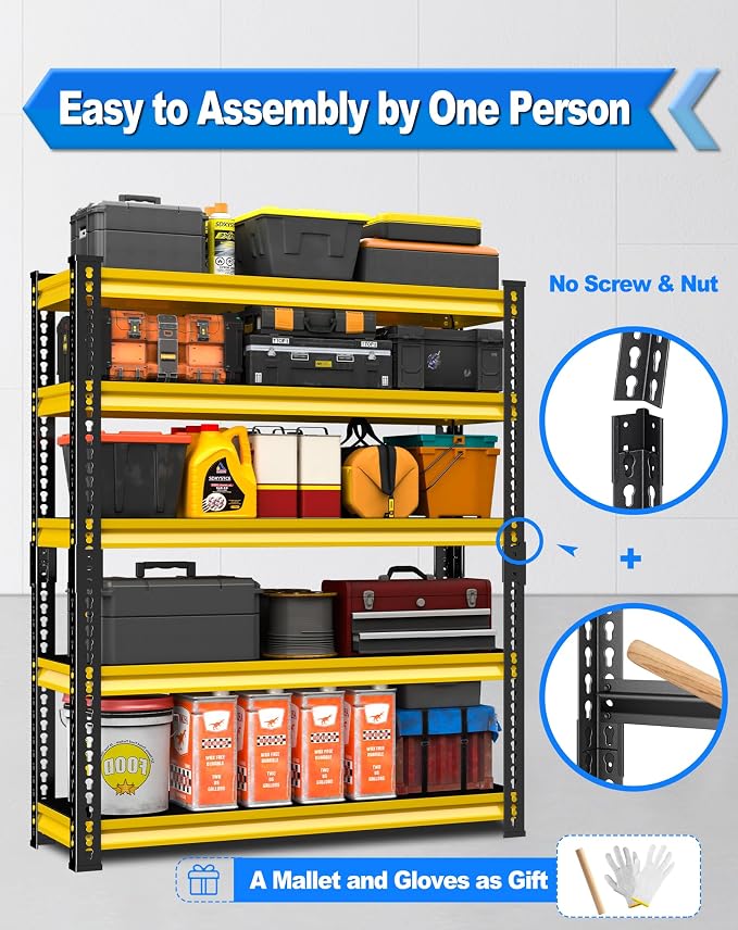 48" W Garage Storage Shelves Heavy Duty, 2800LBS Loads Adjustable Garage - Image 5