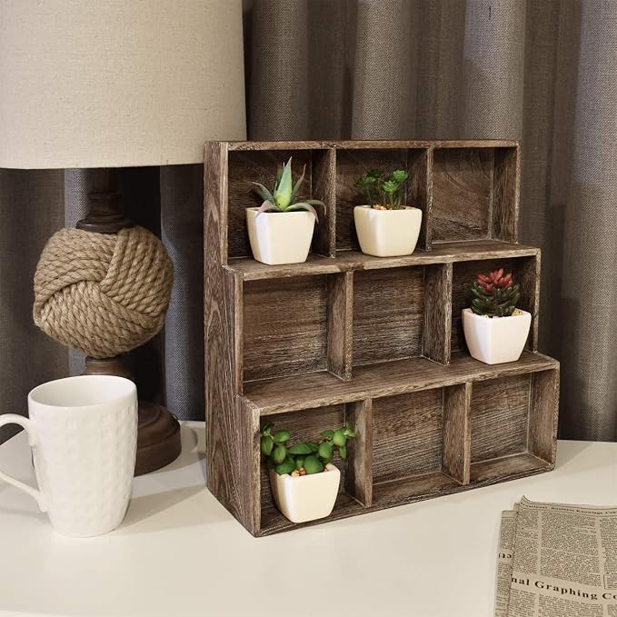 Ikee Design Wooden Multi-Slot Shelf Display-Stylish Wood Organizer Stand - Image 7
