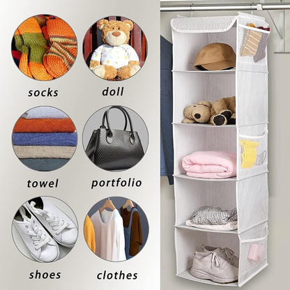 BrilliantJo 5 Shelves Hanging Closet Organizer, 2 Pack Hanging Storage - Image 4