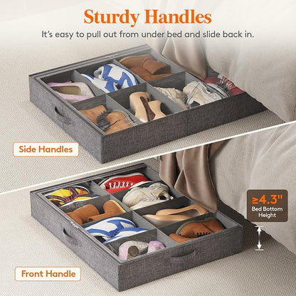 Lifewit Under Bed Shoe Storage Organizer Fits 8 Pair Sneakers, 4.3 Inches Tall - Image 6