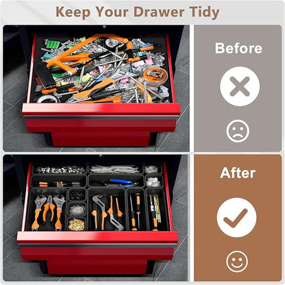A-LUGEI【】【5 Size】 Tool Box Organizer Tray Divider Set, 【Black】 Desk - Image 4