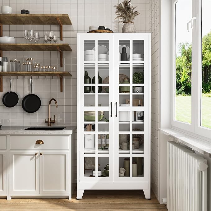 COFaR 71" White Glass Door Display Cabinet - Image 3