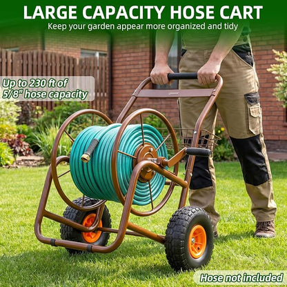 Garden Hose Reel Cart, Heavy Duty Metal w/2 Wheels, Holds 230ft 5/8" | Outdoor - Image 5