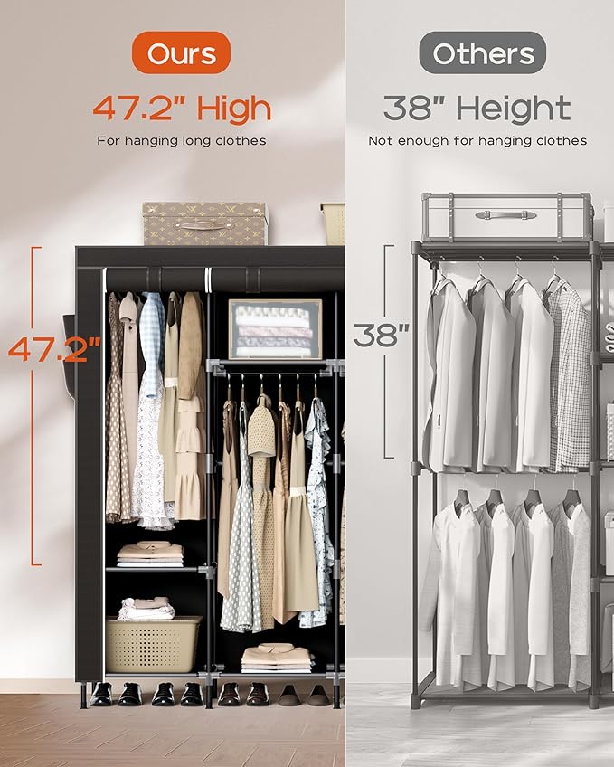 Portable Closet, 66.9 Inch Large Capacity Wardrobe Closet - Image 3