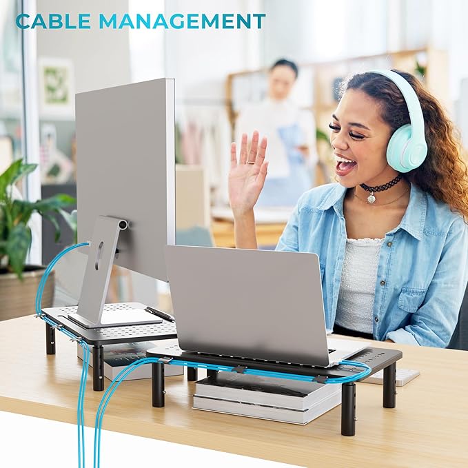 BONTEC 1 Pack 3 Height Adjustable Monitor Stand Riser - Image 4
