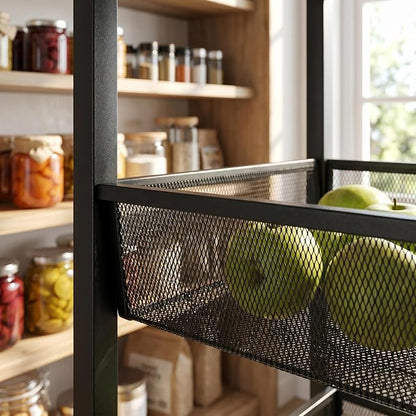 Homleke 4-Tier Rolling Kitchen Storage Cart, Utility Cart - Image 8