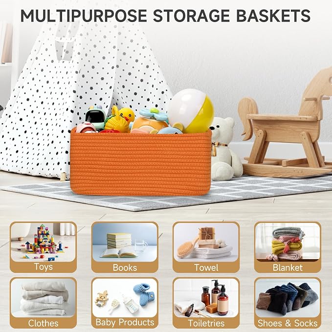 3-Pack Storage Baskets for Organizing | Woven Shelf Toy Basket | Rope Baskets - Image 6