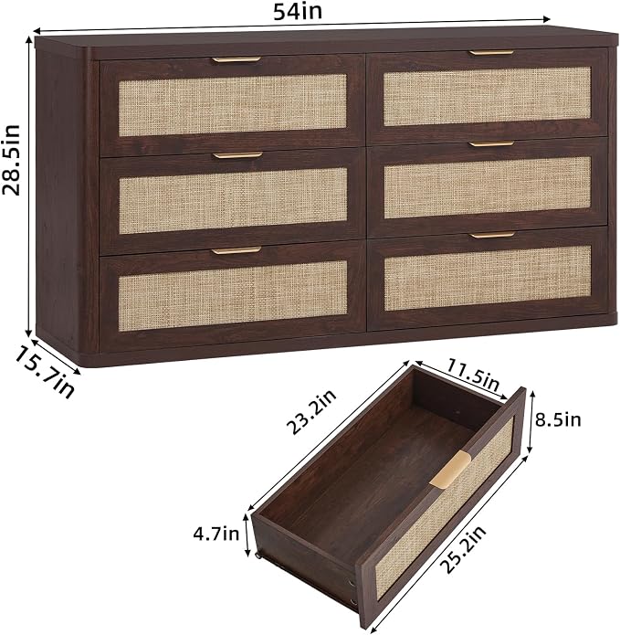 LEYAOYAO Rattan 6 Drawer Dresser - Image 2