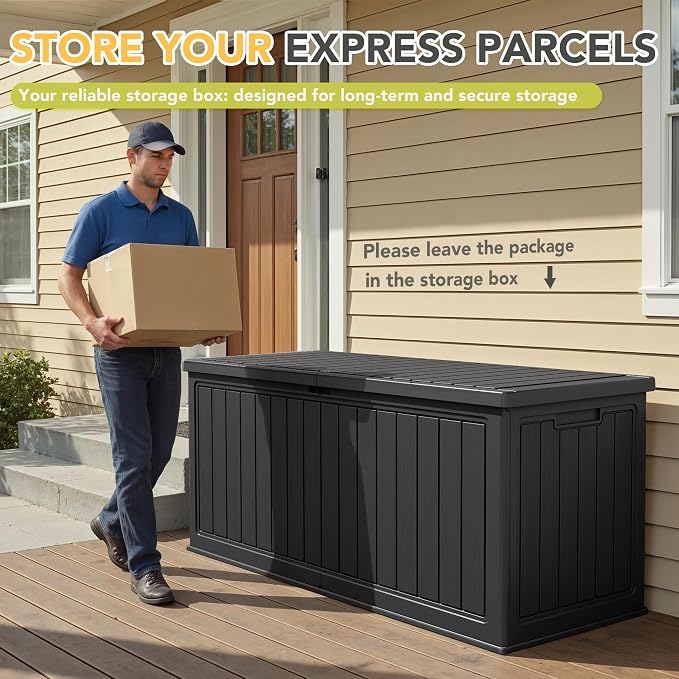 270 Gallon HDPE Deck Box Outdoor Indoor Waterproof Storage Box - Image 4