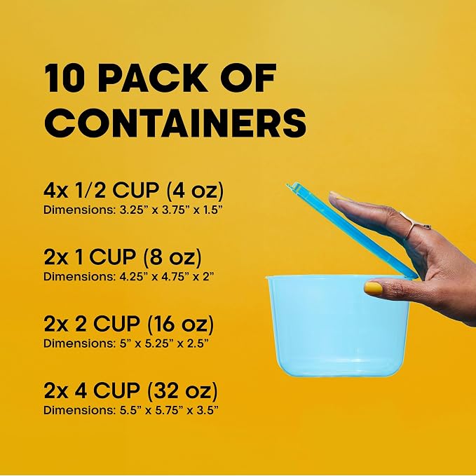 Premium Attached Food Storage Containers, Permanently Attached Plastic Lid - Image 2