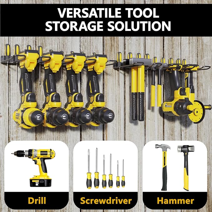 2 Pack Drill Holder, Power Tool Organizer Wall Mount, Heavy Duty Garage Storage - Image 2