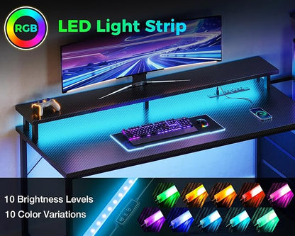 AODK 52 Inch Gaming Desk with USB Charging Ports & LED Light- Reversible - Image 5
