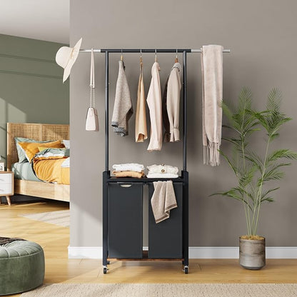 IDEALHOUSE 2-Section Laundry Sorter, Rolling Laundry Hamper - Image 6