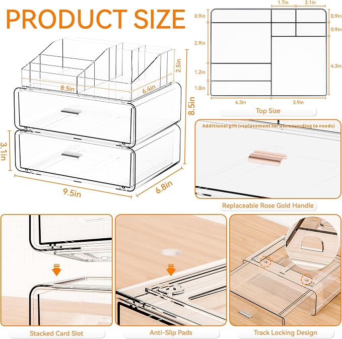 Yieach 3 Tier Clear Acrylic Makeup Organizers - Image 3