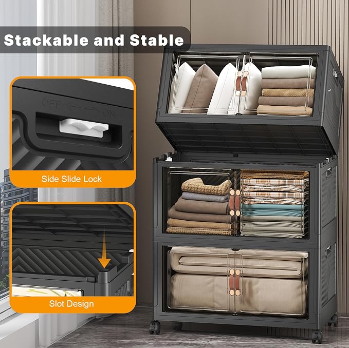 UAMFURI Stackable Storage Bins, 336QT Collapsible Drawers - Image 6