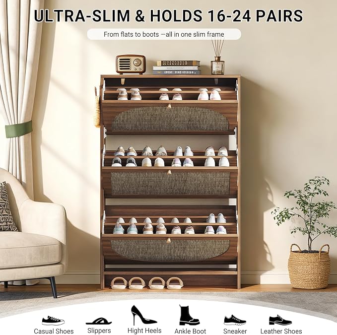 Nicetree Rattan Arched Accent Shoe Storage Cabinet - Image 5