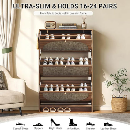 Nicetree Rattan Arched Accent Shoe Storage Cabinet - Image 5