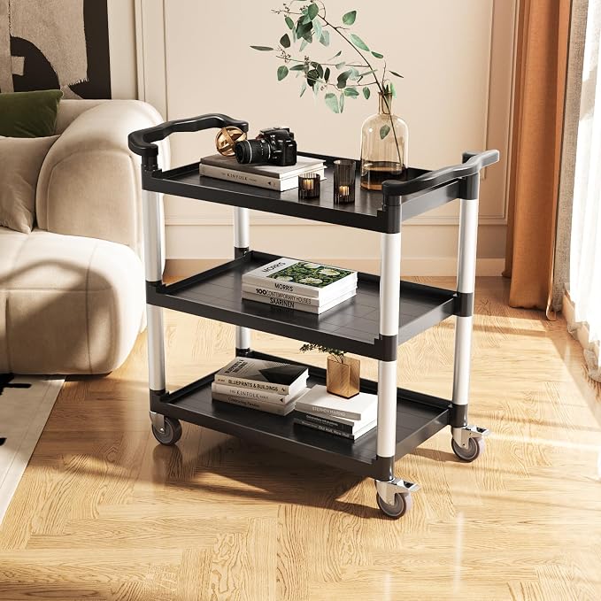 VEVOR Utility Cart, 330 lbs Load Capacity, 3-Tier Utility Plastic Cart - Image 8