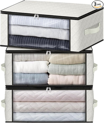 HomeHacks Storage 3-Pack Clothes Organizer Storage Bags Foldable Storage Box by HomeHacks