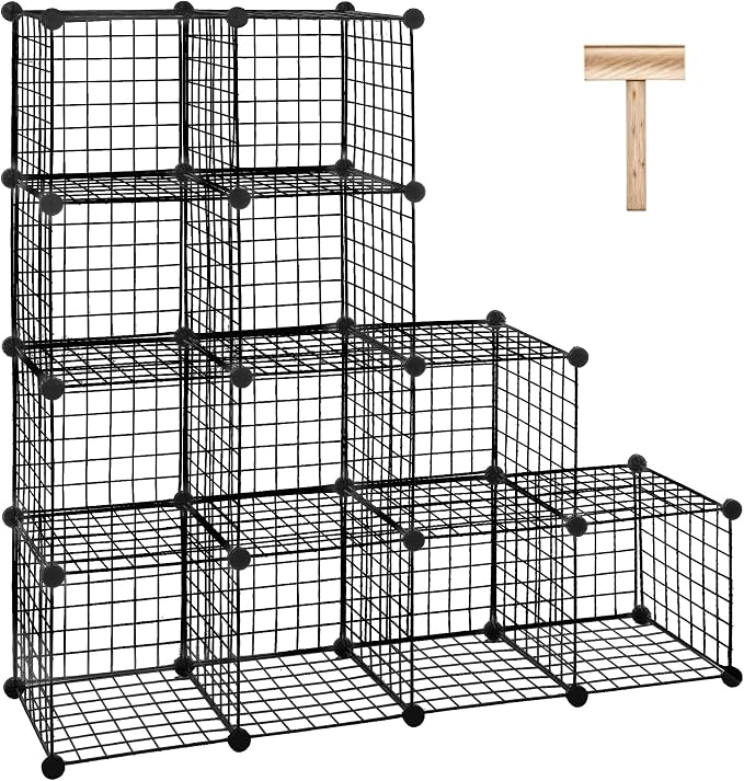 SUPER DEAL Metal Wire Cube Storage Organizer, 12 Cubes DIY Modular Cabinet by Superdeal