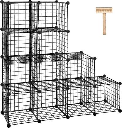 SUPER DEAL Metal Wire Cube Storage Organizer, 12 Cubes DIY Modular Cabinet by Superdeal