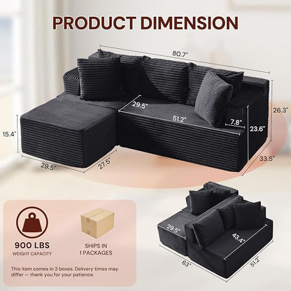Korser Boneless Couches for Living Room, Cloud Couch Sectional - Image 2