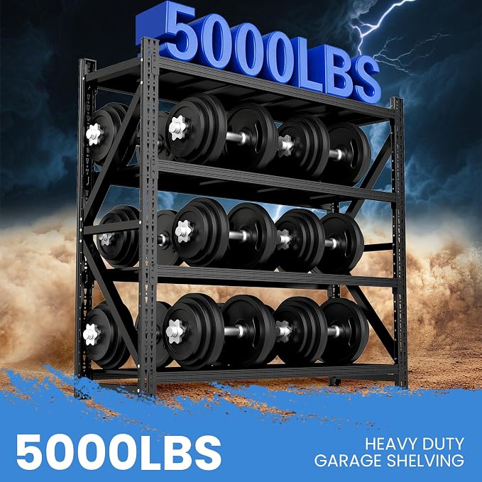 Heavy Duty Garage Storage Shelves 5000LBS Capacity, 4-Tier Large Industrial - Image 3