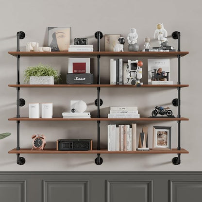 HDDFER Floating Book Shelves for Wall 4 Tier 70 inch Bookshelf Industrial Pipe - Image 6