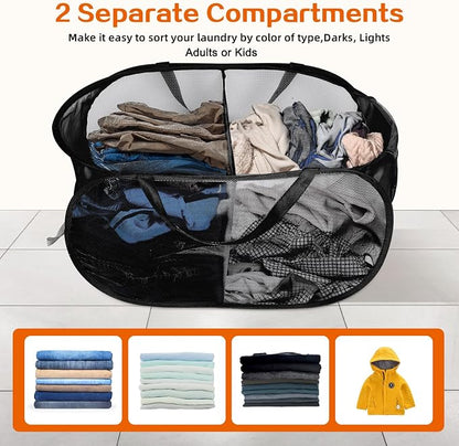 Foldable Laundry Baskets, Collapsible Mesh Laundry Hamper, Durable Pop Up - Image 3