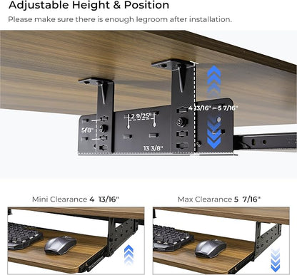EUREKA ERGONOMIC Adjustable Keyboard Tray Under Desk, 28x11 Inch Large Slide - Image 4
