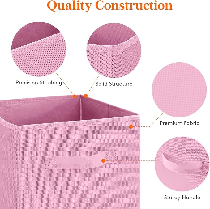 Lifewit Storage Cubes, 11 Inch Organizer Bins, 18L Pink, 6 Packs | Foldable - Image 3