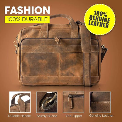 Leather briefcase 18 Inch Laptop Messenger Bags - Image 5