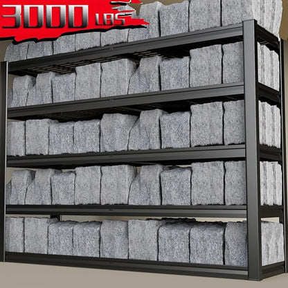 68" Wide Heavy Duty Garage Shelving Units, 5-Tier Deep Storage Shelves - Image 4
