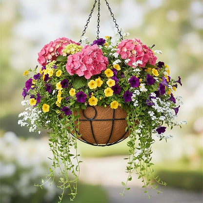 Classic Round Wire Hanging Basket 2 Packs 12 Inch Deep Coco Liner - Image 6