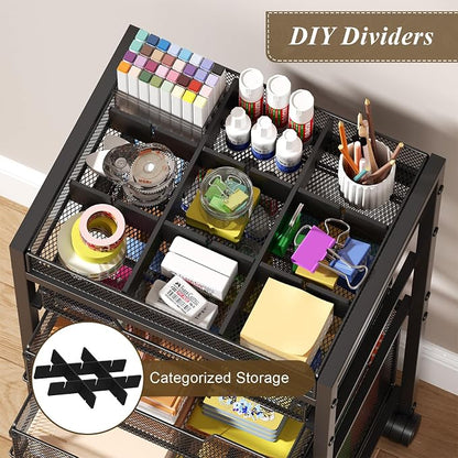 Rolling File Cart with 4 Storage Drawers, Under Desk Organizer with DIY Divider - Image 6