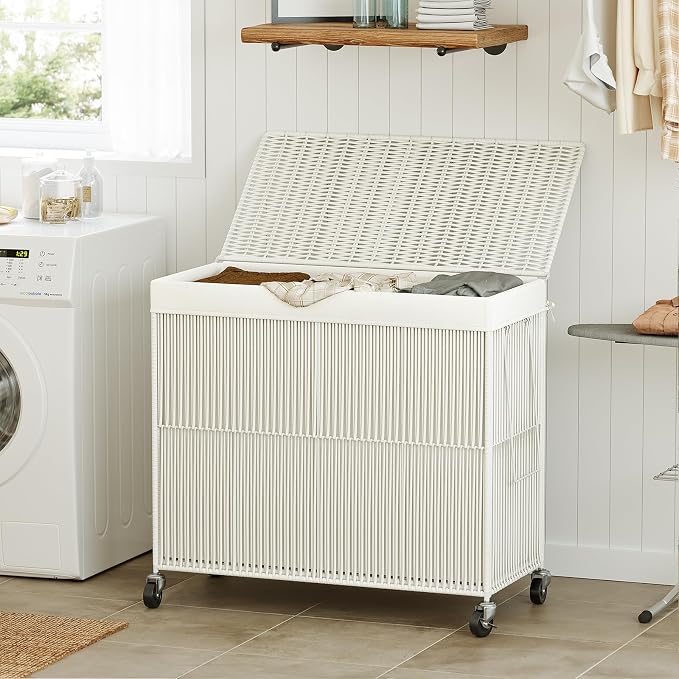 WOWLIVE Laundry Hamper with Wheels, 160L Handwoven Rolling Laundry Basket 3 - Image 2