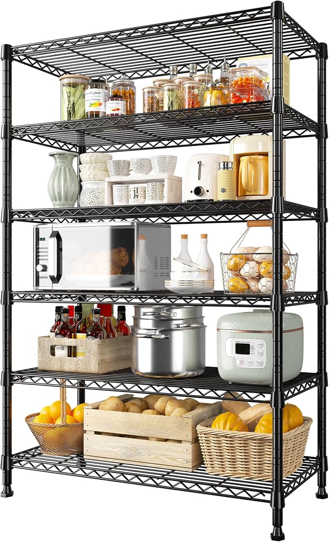REIBII 71" H Metal Shelves 6 Tier Storage Shelves 1200LBS Adjustable Shelving by REIBII