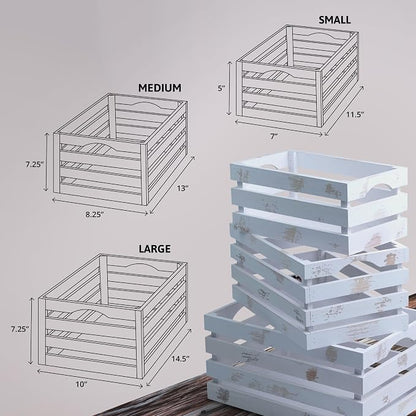 wald imports - Set of 3 White Washed Wooden Crates - Image 5