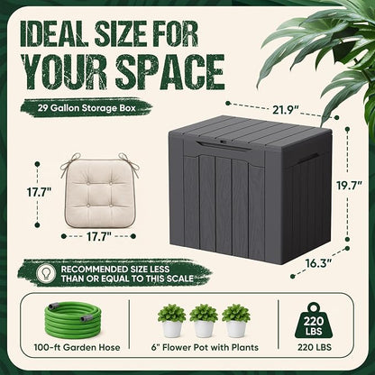 Devoko 29 Gallon Waterproof Outdoor Storage Box Resin Deck Box Lockable and UV - Image 6