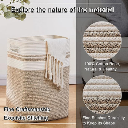 OIAHOMY Laundry Hamper-Laundry Basket, Tall Cotton Storage Basket - Image 3