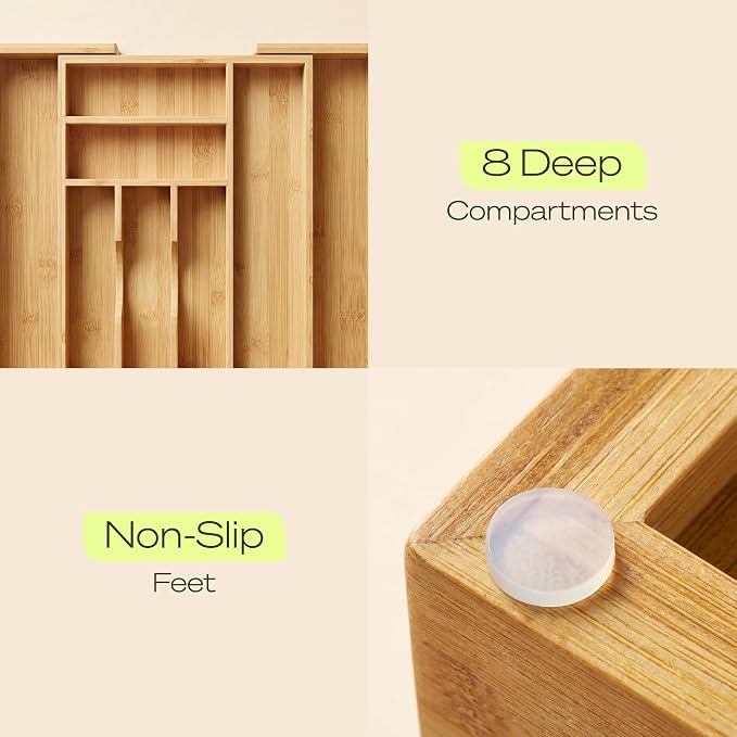Drawer Organizer for Kitchen Organization – Expandable Bamboo Silverware Drawer - Image 6