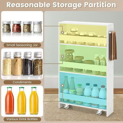 MAT EXPERT Slim Rolling Storage Cart, 4-Tier Freestanding Slim Storage Cart - Image 6
