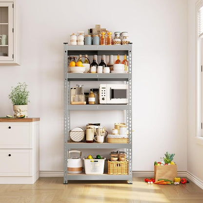 Yaheetech 5-Tier Heavy Duty Storage Shelves 28"W x 12"D x 60"H Light Gray | - Image 4