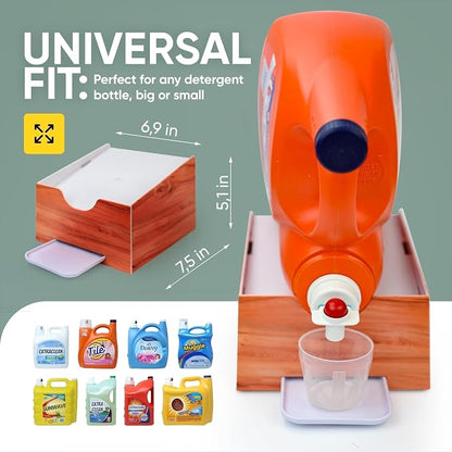 Skywin TidyFriend No-Spill Wood Liquid Laundry Detergent Dispenser Holder - Image 3